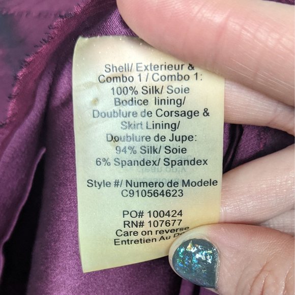 Alice + Olivia 100% Silk Strapless Layered Ruffle Dress M Burgundy Wine - Picture 10 of 10